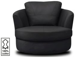 Collection - Milano - Leather Swivel Chair - Black